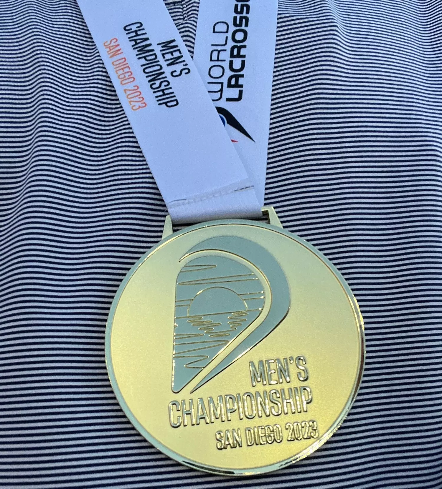 Nate's Gold Medal from the 2023 Men's Lacrosse Championship in San Diego..webp