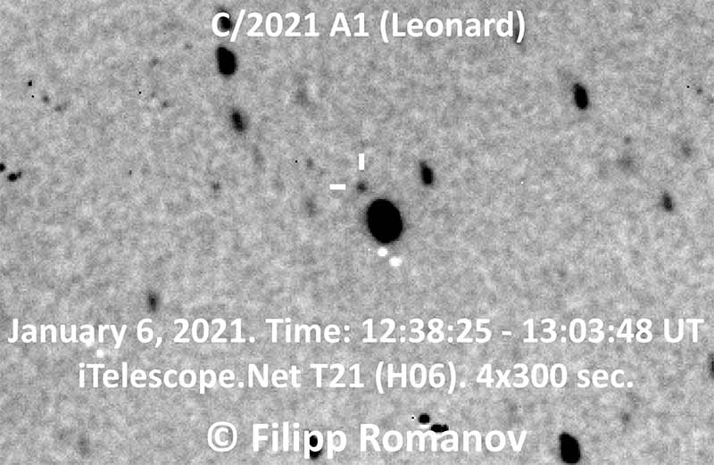 Comet Leonard imaged by Filipp Romanov (Π€ΠΈΠ»ΠΈΠΏΠΏ Π ΠΎΠΌΠ°Π½ΠΎΠ²) three days after the discovery.