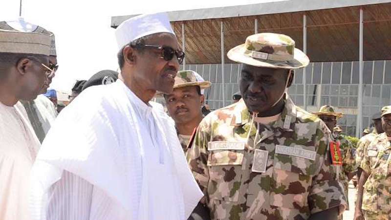 Buhari and Chief of Army Staff Buratai in closed door meeting  