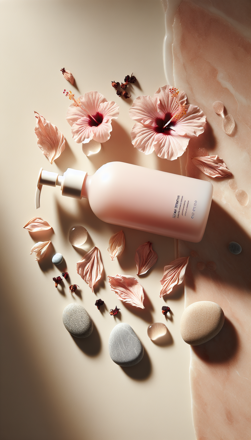 Intimate wash products arranged on a soft cream surface