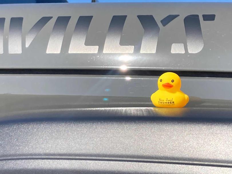 Rubber duck on a jeep