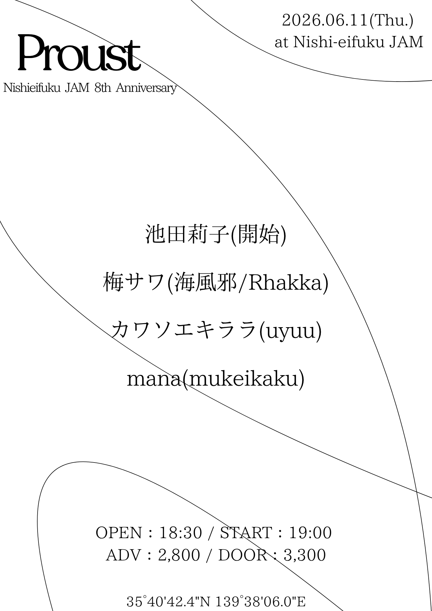 JAM presents「Proust -Nishieifuku JAM 8th Anniversary-」