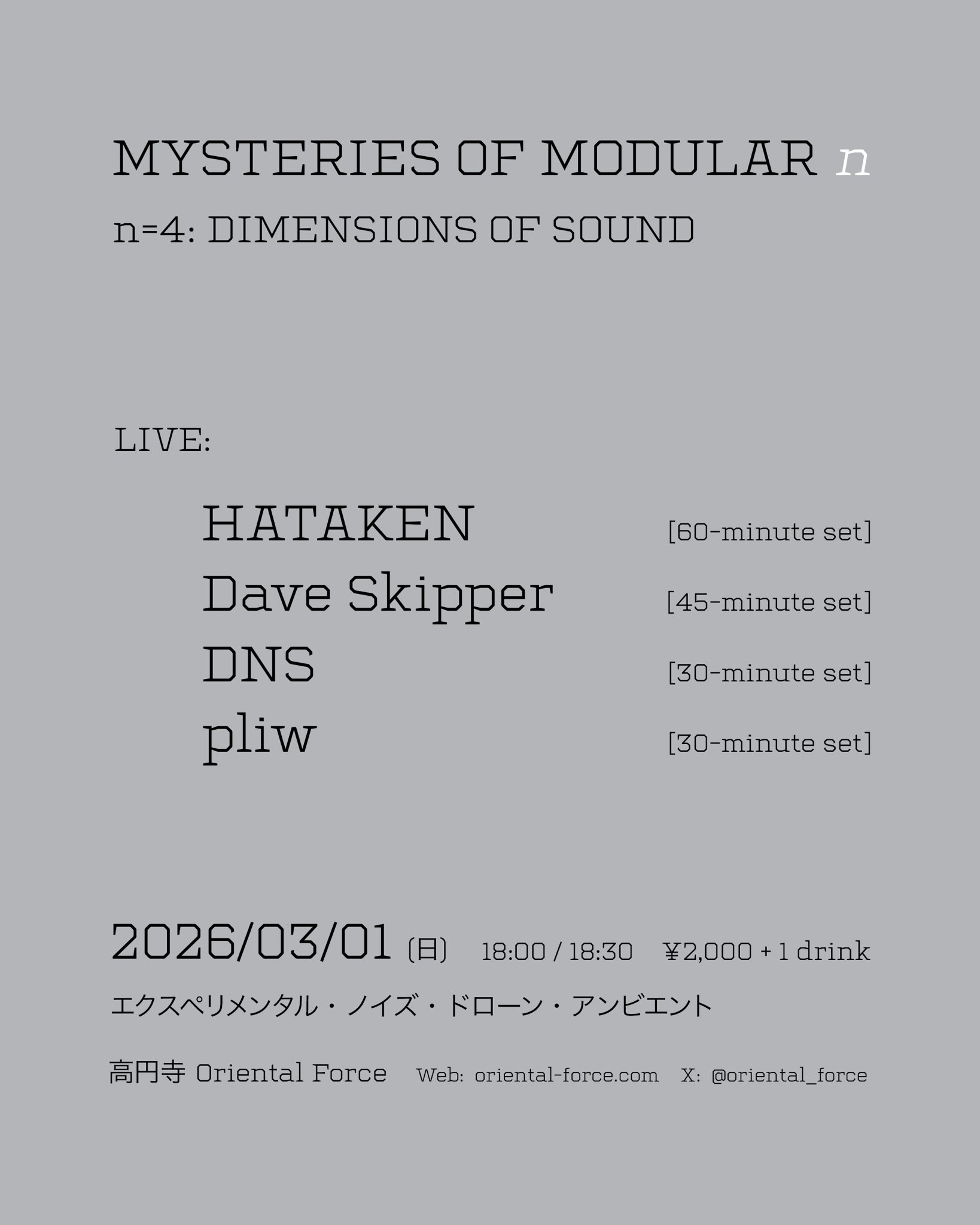 「MYSTERIES OF MODULAR n」- n=4: DIMENSIONS OF SOUND – Presented by Dave Skipper