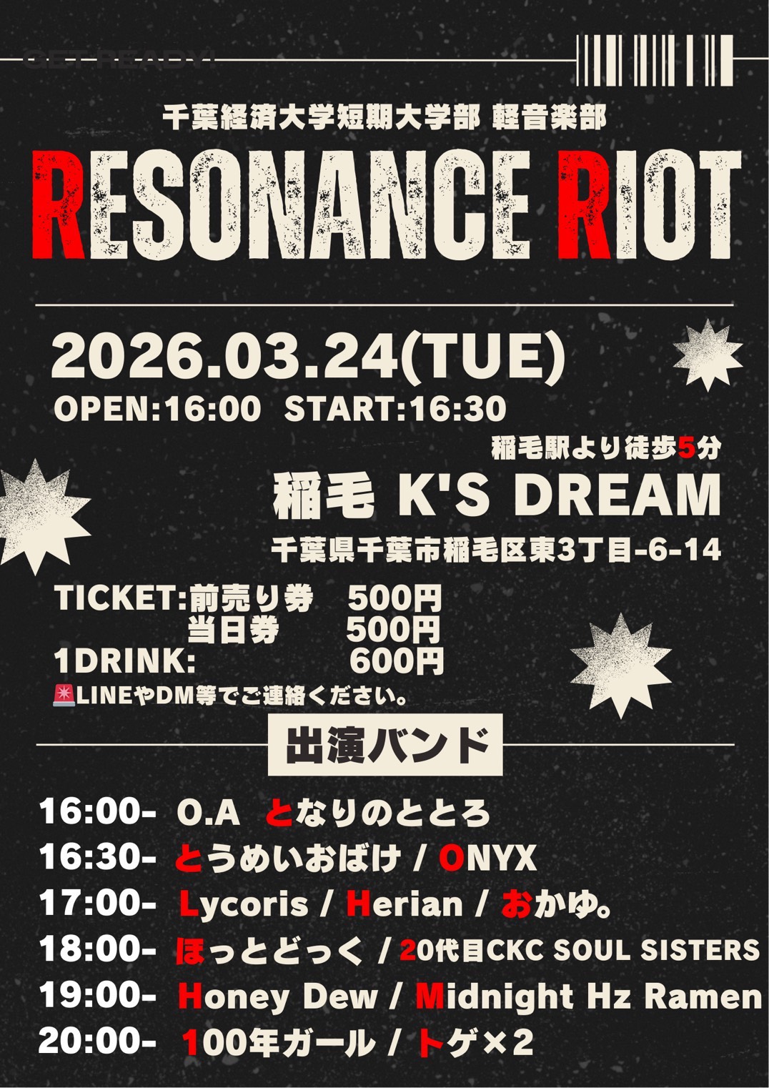 千葉経済短期大学部軽音部 pre."RESONANCE RIOT"