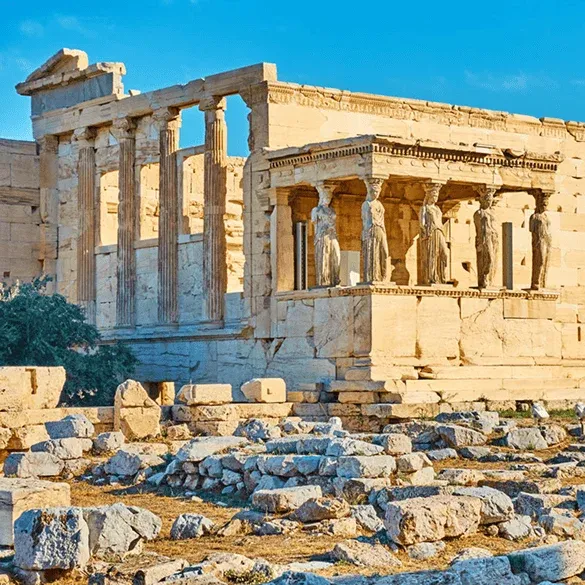 Erechtheion and Porch of the Caryatids in the Acropolis of Athens.