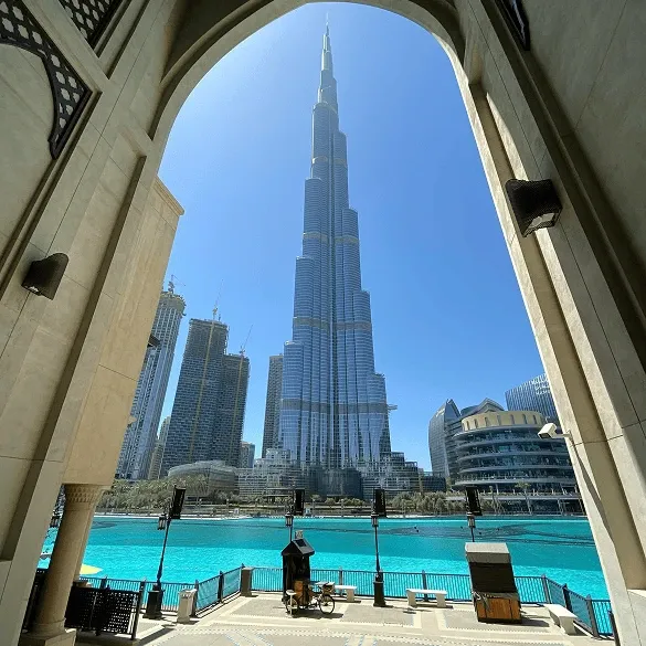Burj Khalifa View From Dubai Fountain Waterfront