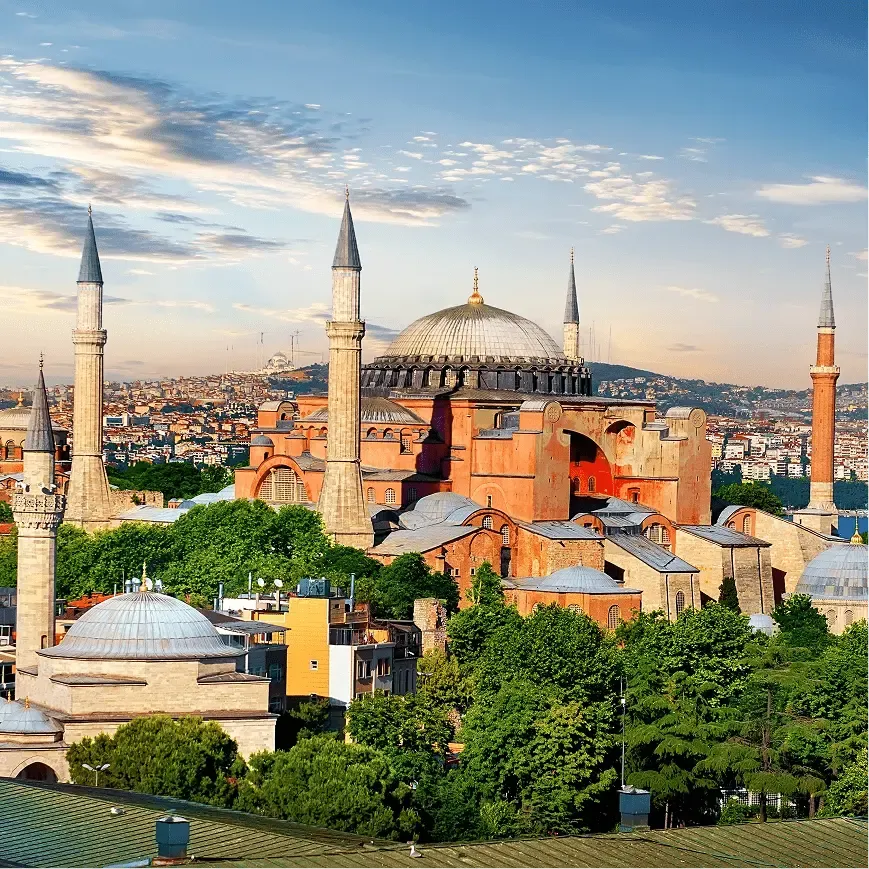 Hagia Sophia with surrounding cityscape