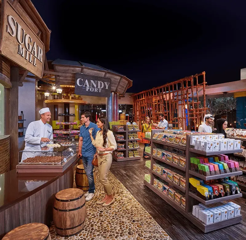 Candy shop and themed stores at IMG Worlds of Adventure