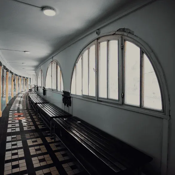 Szechenyi Spa Budapest changing room interior lockers and benches