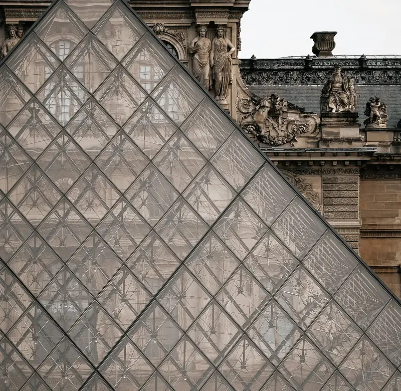 Louvre Pyramid Entrance in Paris 