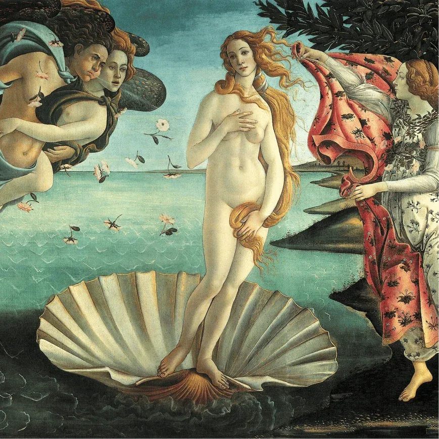 El nacimiento de Venus de Sandro Botticelli expuesto en la Galería Uffizi.