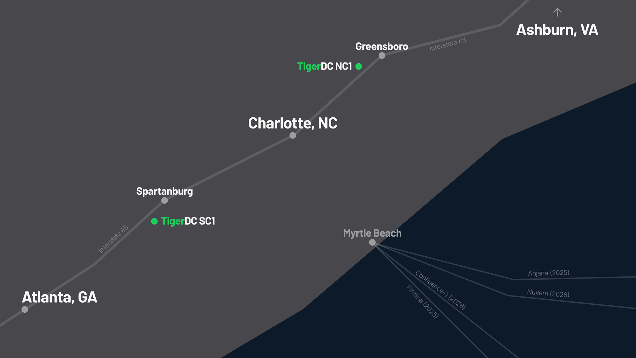 TigerDC locations overview map
