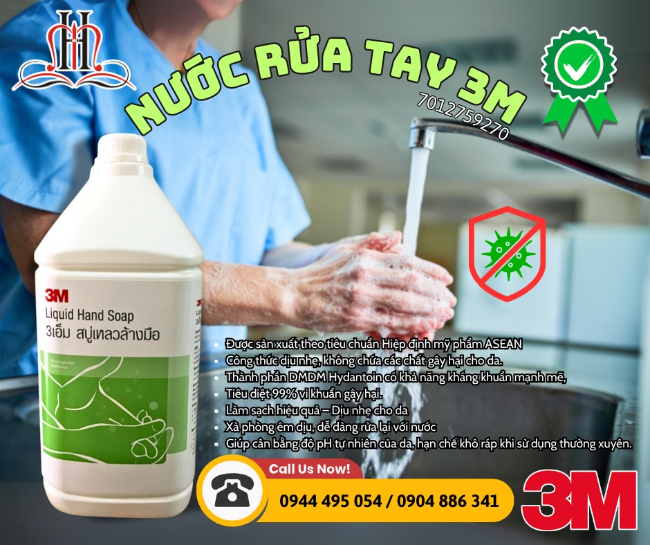 🧼 NƯỚC RỬA TAY 3M LIQUID HAND SOAP 3,8L – DIỆT KHUẨN 99%, DỊU NHẸ VỚI LÀN DA