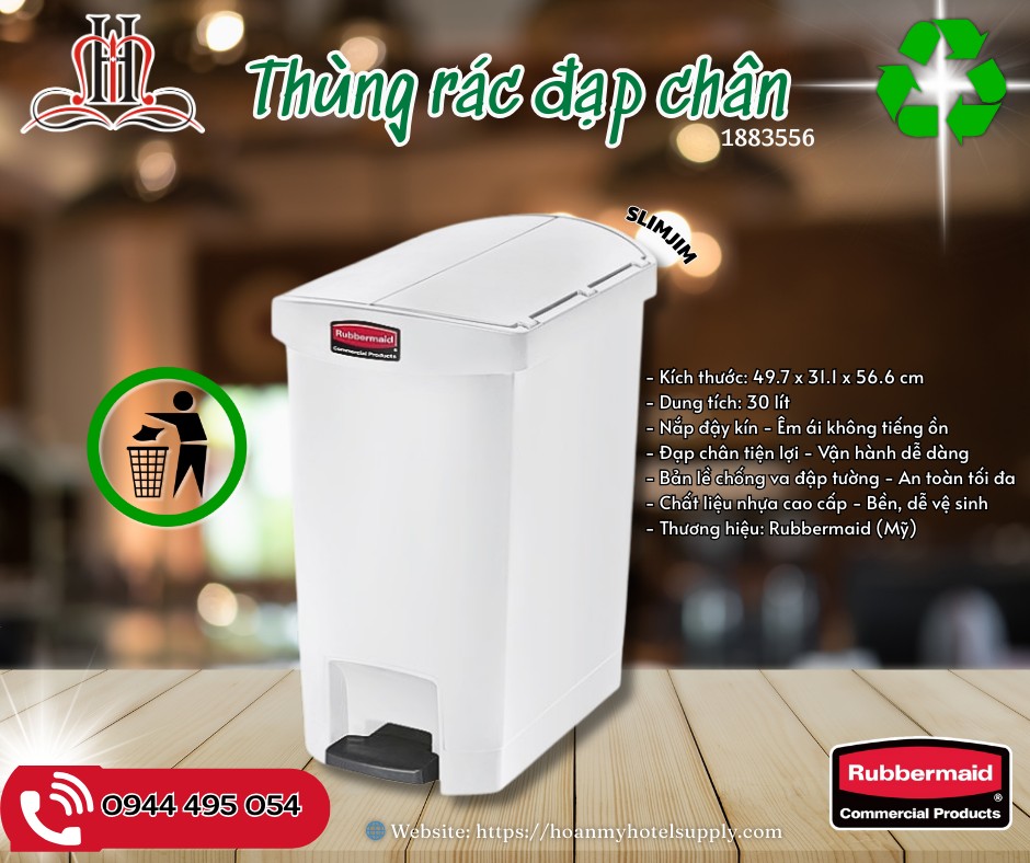 🌟 THÙNG RÁC ĐẠP CHÂN RUBBERMAID – SANG XỊN CHUẨN KHÁCH SẠN 5★ 🌟