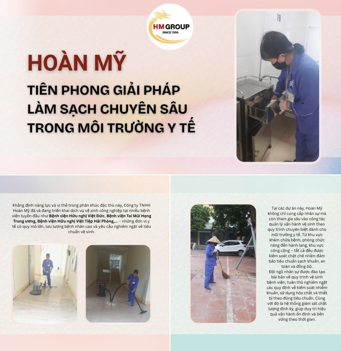 HOÀN MỸ – TIÊN PHONG GIẢI PHÁP LÀM SẠCH CHUYÊN SÂU TRONG MÔI TRƯỜNG Y TẾ 🏥✨