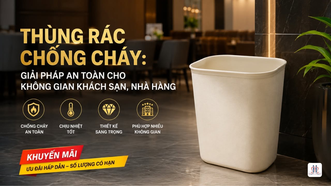 🔥 KHUYẾN MÃI ĐẶC BIỆT – THÙNG RÁC CHỐNG CHÁY: GIẢI PHÁP AN TOÀN CHO KHÔNG GIAN KHÁCH SẠN, NHÀ HÀNG