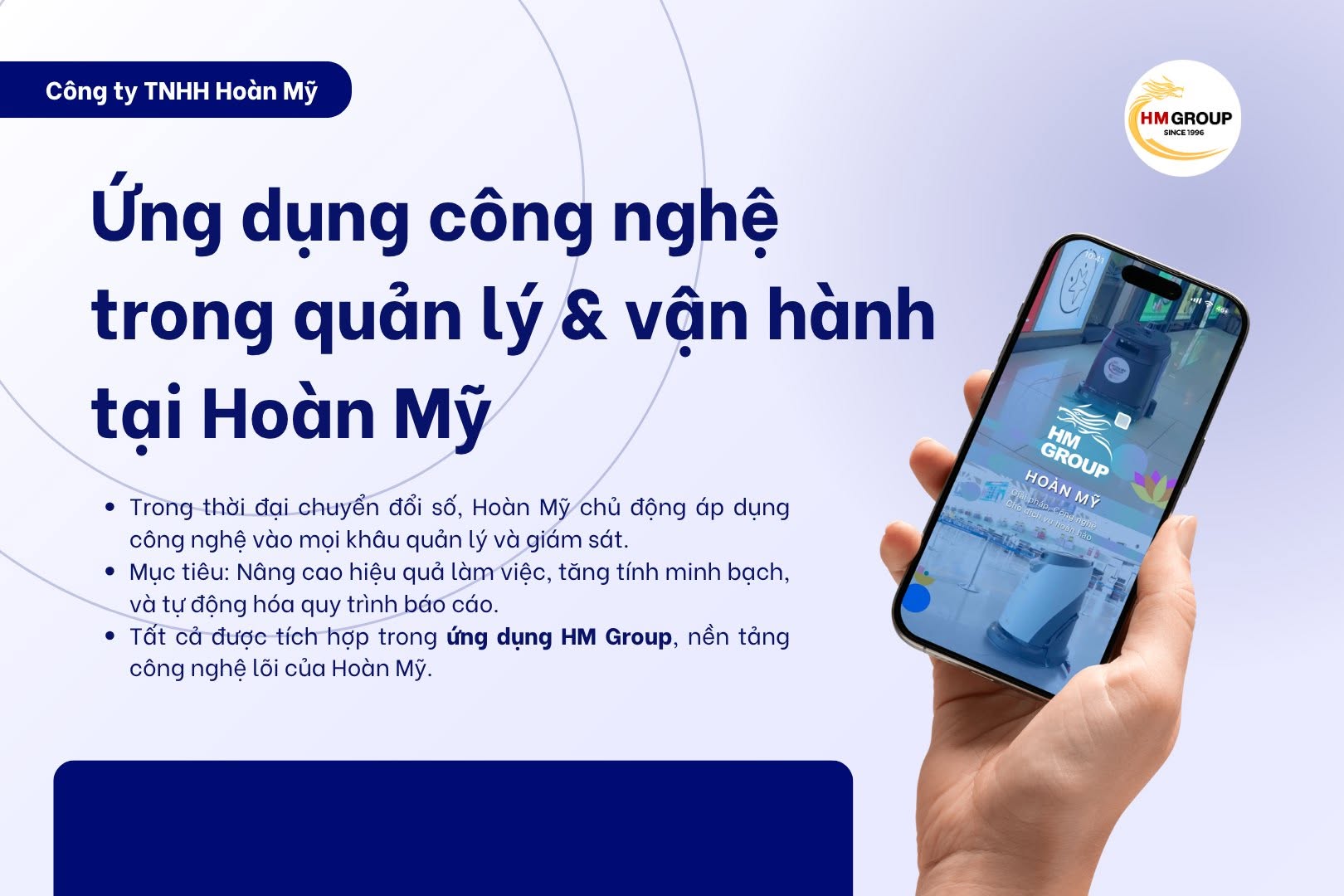 ✨ HOÀN MỸ – ỨNG DỤNG CÔNG NGHỆ SỐ & AI TRONG QUẢN LÝ CHẤT LƯỢNG VỆ SINH CÔNG NGHIỆP: BƯỚC TIẾN CỦA VẬN HÀNH HIỆN ĐẠI ✨