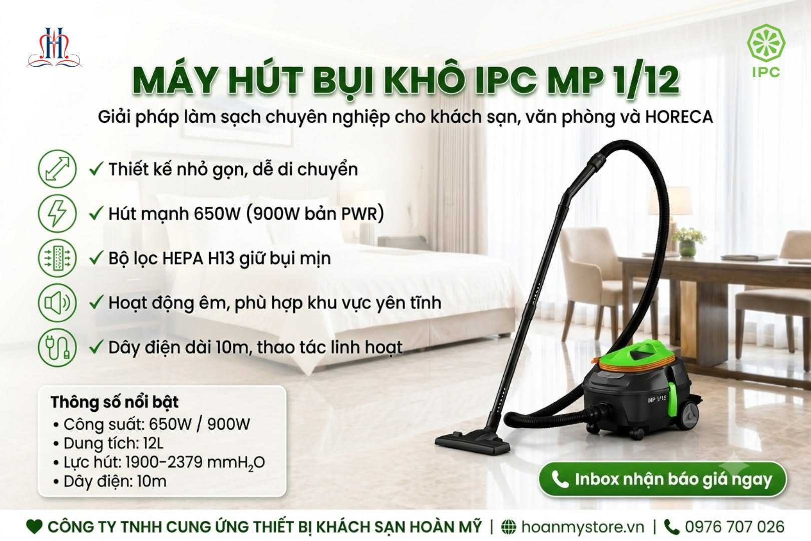 📌 IPC MP 1/12 – Nhỏ Gọn Nhưng Đầy Sức Mạnh Cho Công Tác Vệ Sinh Hàng Ngày
