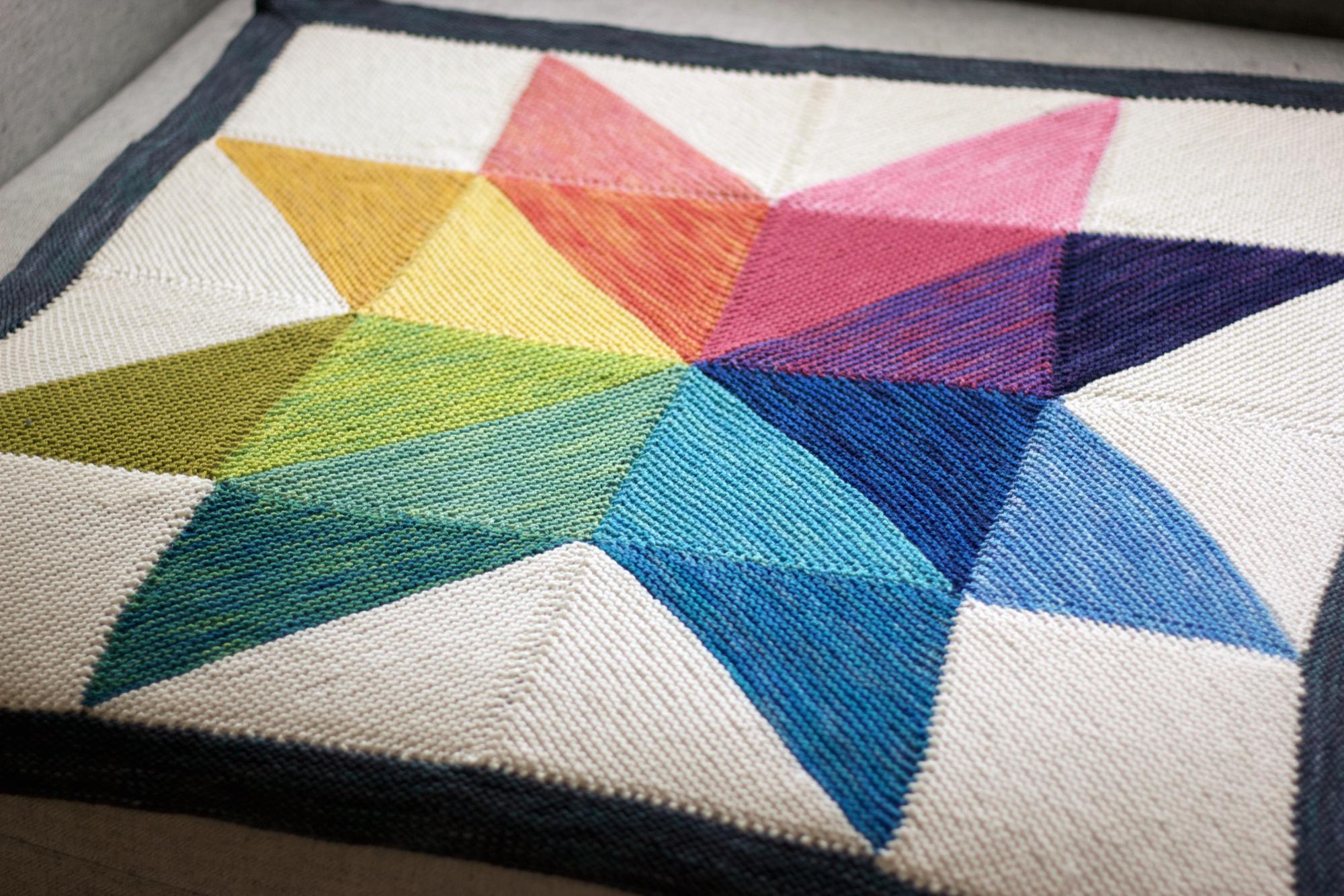 rainbow knitted quilt