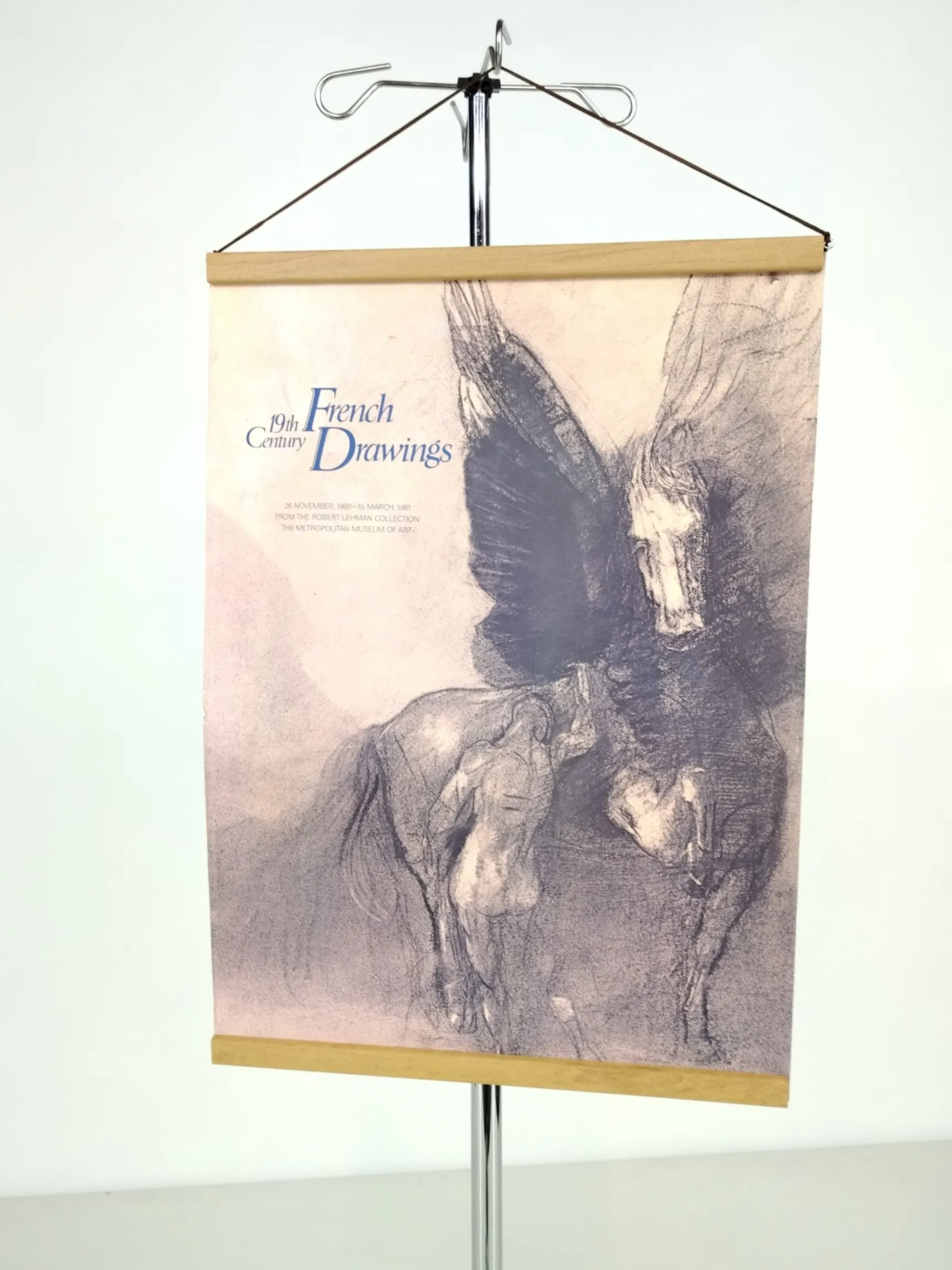 Plakatophæng i træ 42 cm m. billede