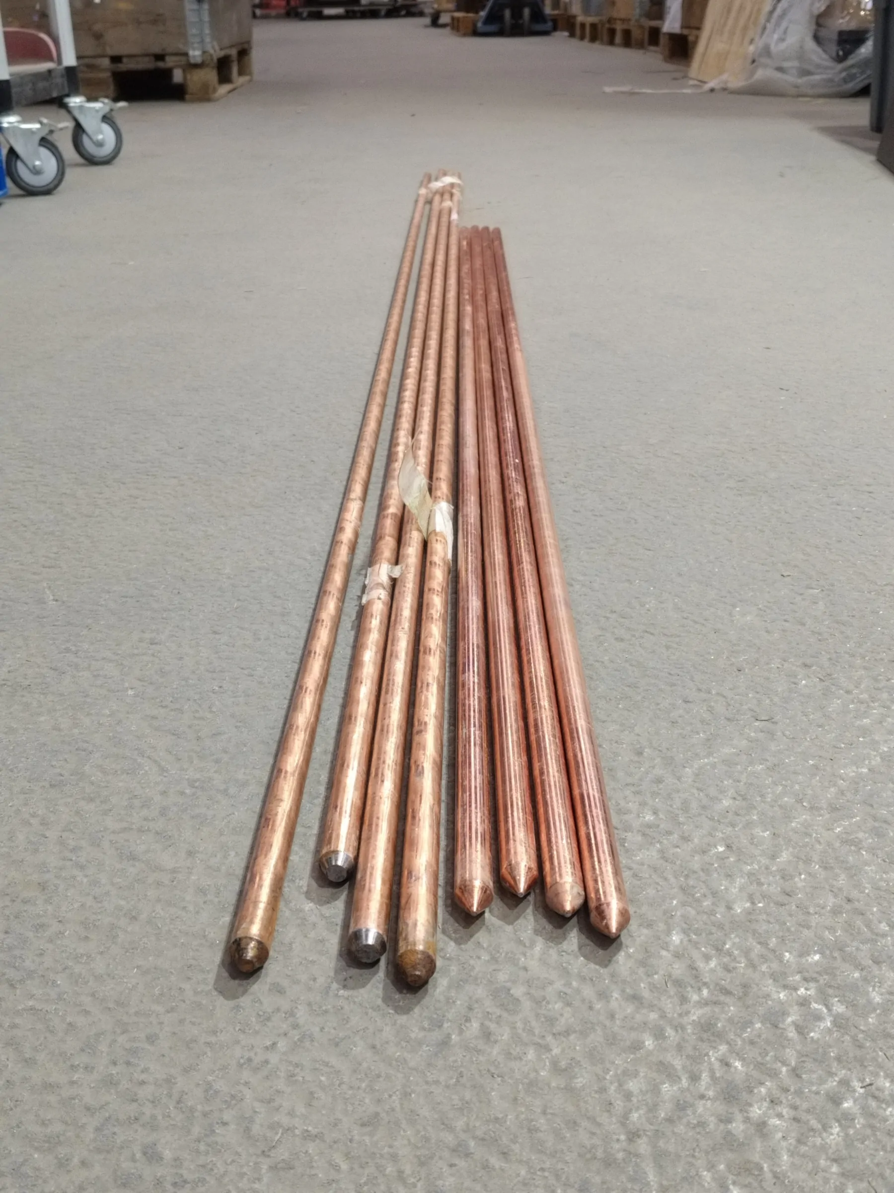 Jordingsstænger i kobber – parti