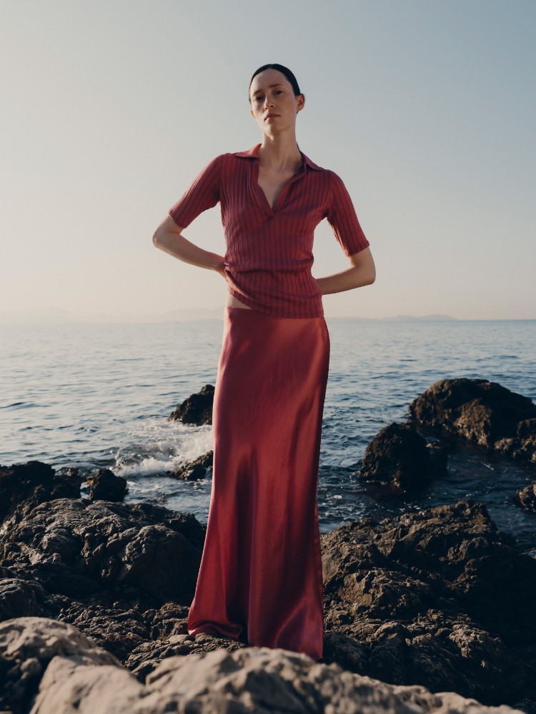 Satin Maxi Skirt in new hues from Vince.