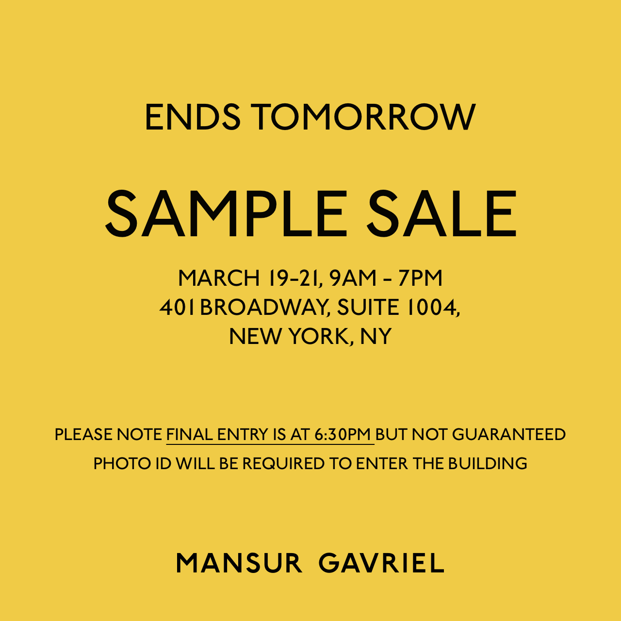 NYC Sample Sale. RSVP for more from Mansur Gavriel
