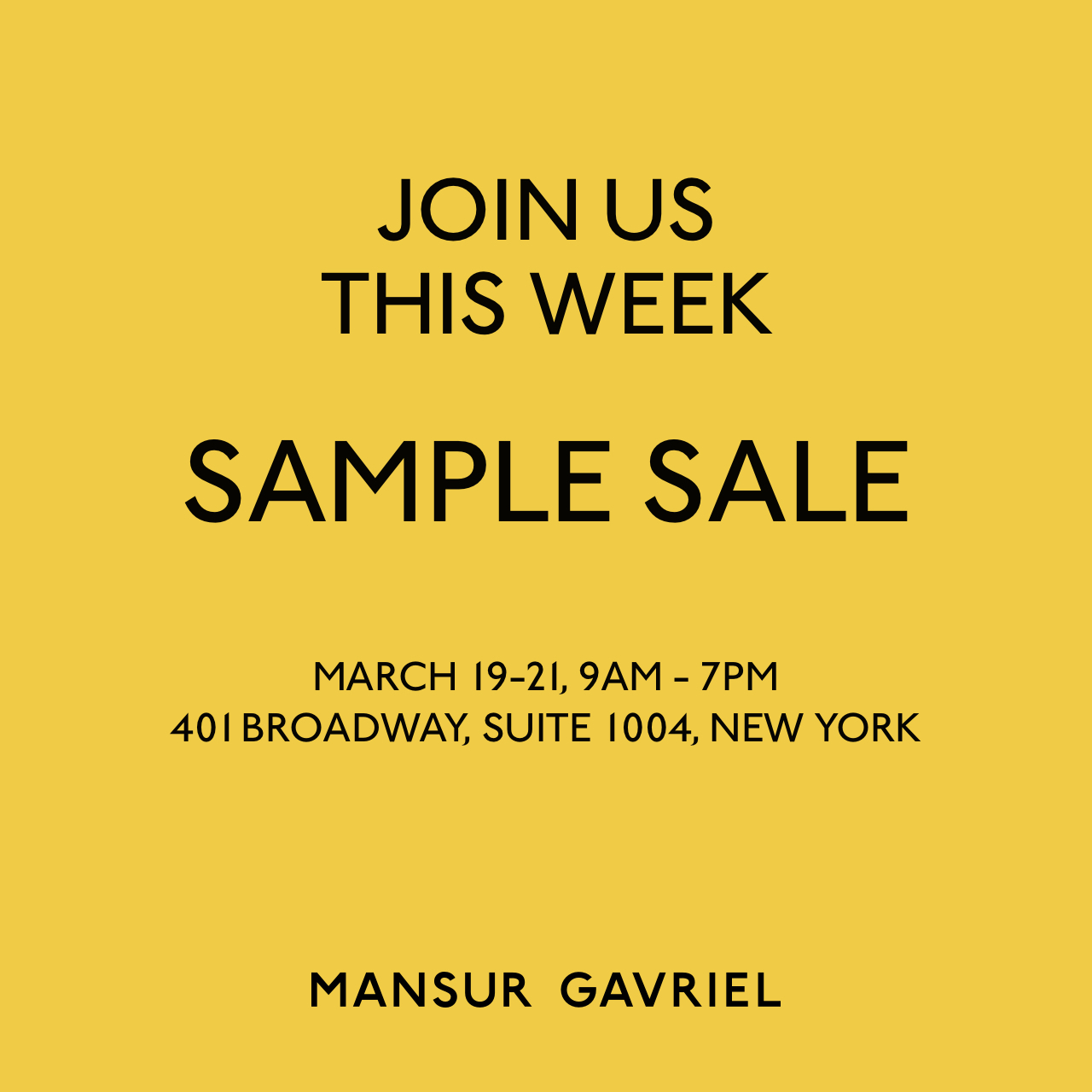 Sample Sale starting tomorrow in NYC. from Mansur Gavriel