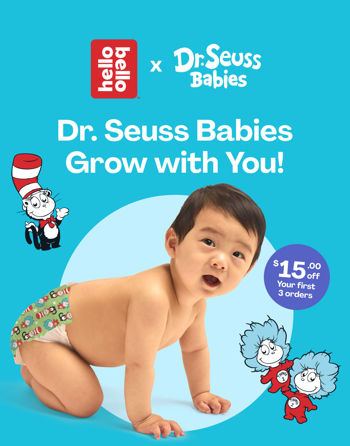 Dr. Seuss Babies diaper designs! Get from Hello Bello