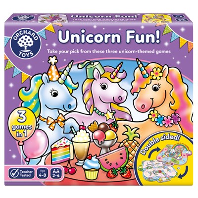 Orchard Toys Εκπαιδευτικό Επιτραπέζιο Παιχνίδι 3 σε 1 "Διασκέδαση με Μονόκερους" Για Παιδιά 4-8 ετών