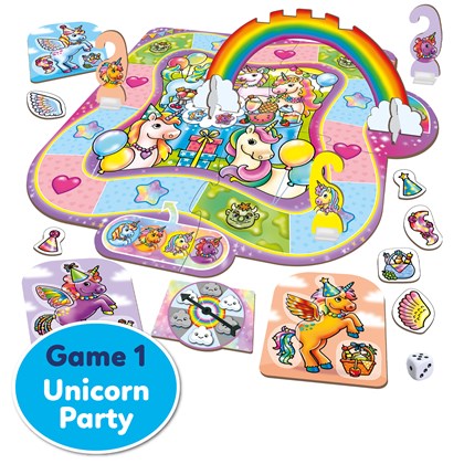 Orchard Toys Εκπαιδευτικό Επιτραπέζιο Παιχνίδι 3 σε 1 "Διασκέδαση με Μονόκερους" Για Παιδιά 4-8 ετών