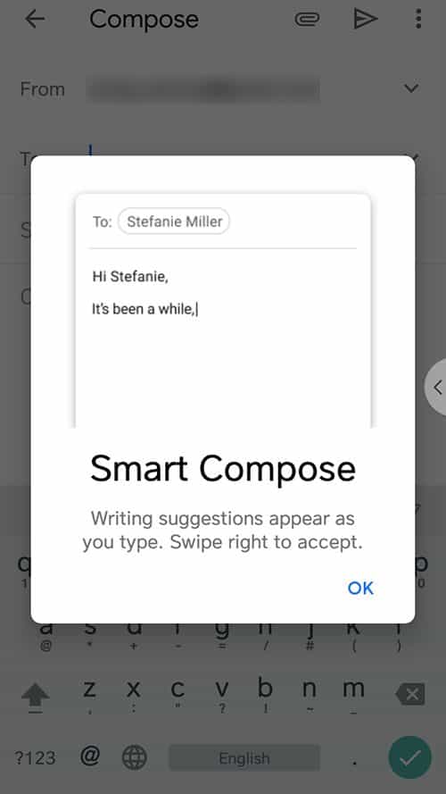 Android版Gmail Smart Compose