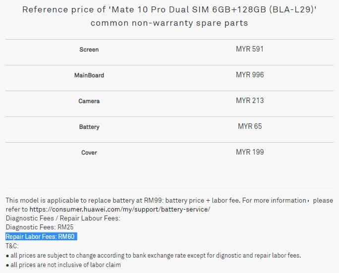 Huawei 为指定智能手机推出RM99电池替换优惠 1