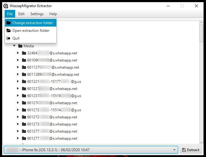 WazzapMigrator Extractor 更改默认储存路径