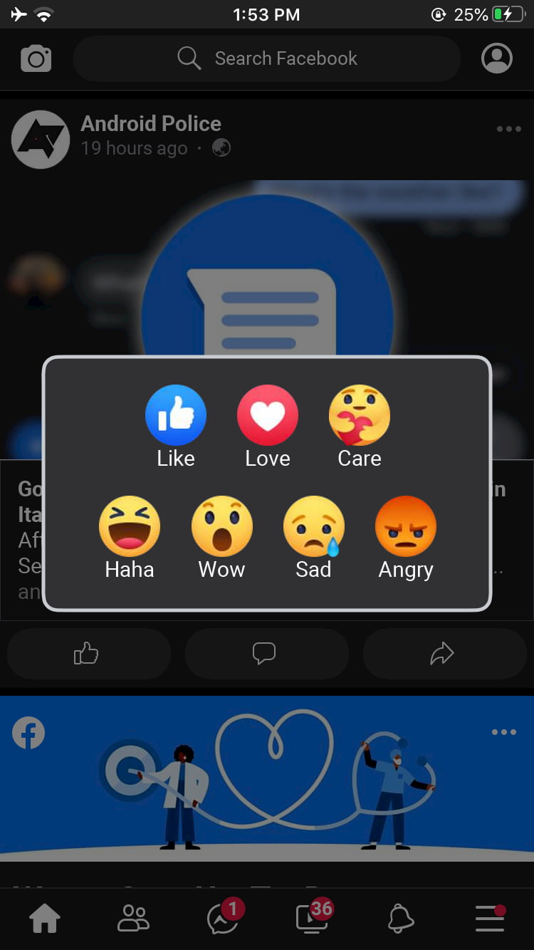 Facebook Lite 也能用上新的 Care 表情图案