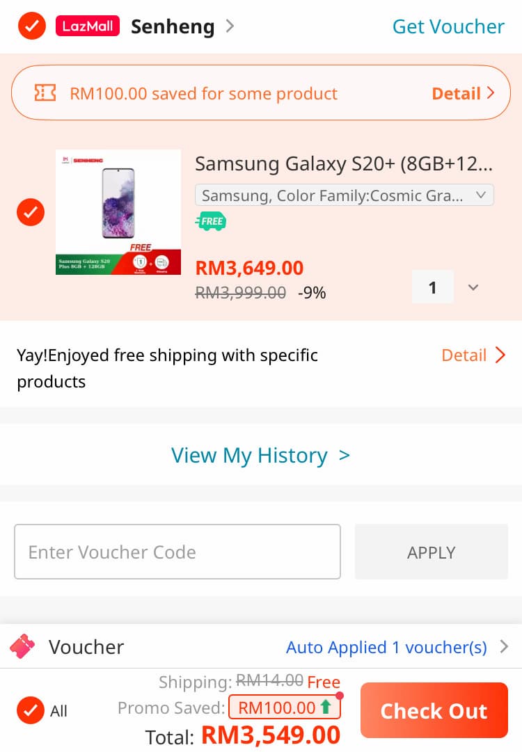 【更新：折扣 RM650】SENHENG 限时 Samsung Galaxy S20+ 优惠，店家折扣加码优惠券，仅售 RM3349 11