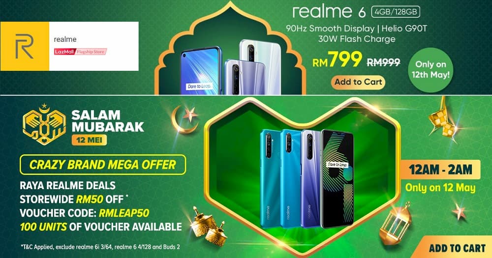 You are currently viewing Realme Raya Sales：送出价值近 RM1000 赠品，还有限量 RM50 折扣券让你一省再省