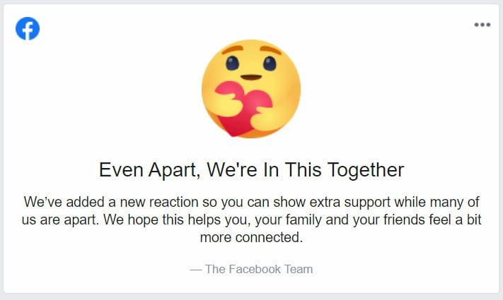Facebook 新增 ”Care“ 表情图案