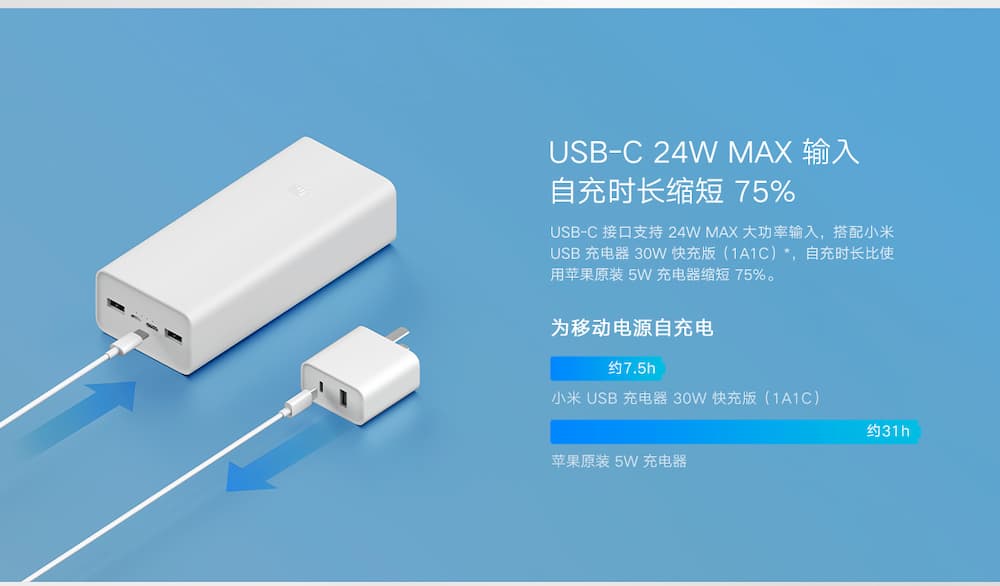 小米移动电源 3 30000mAh 快充版