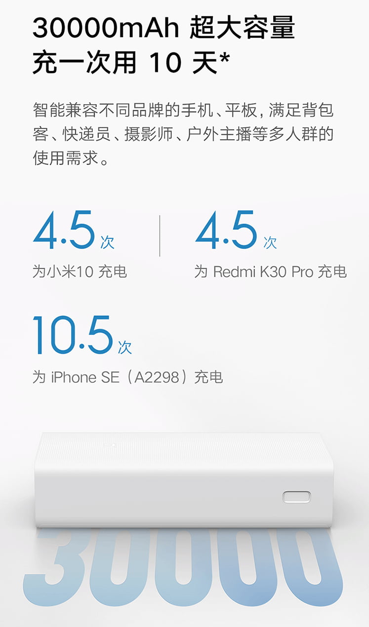 小米移动电源 3 30000mAh 快充版