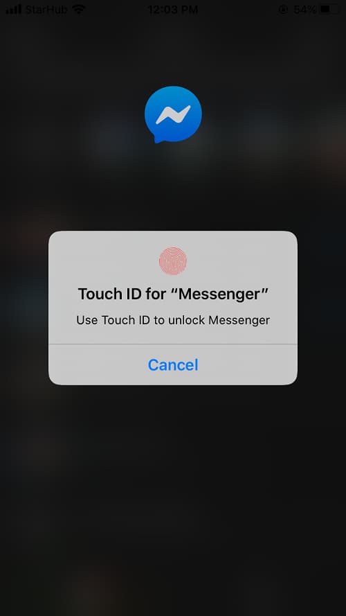 Facebook Messenger App Lock 使用 Touch ID 或是 Face ID 解锁