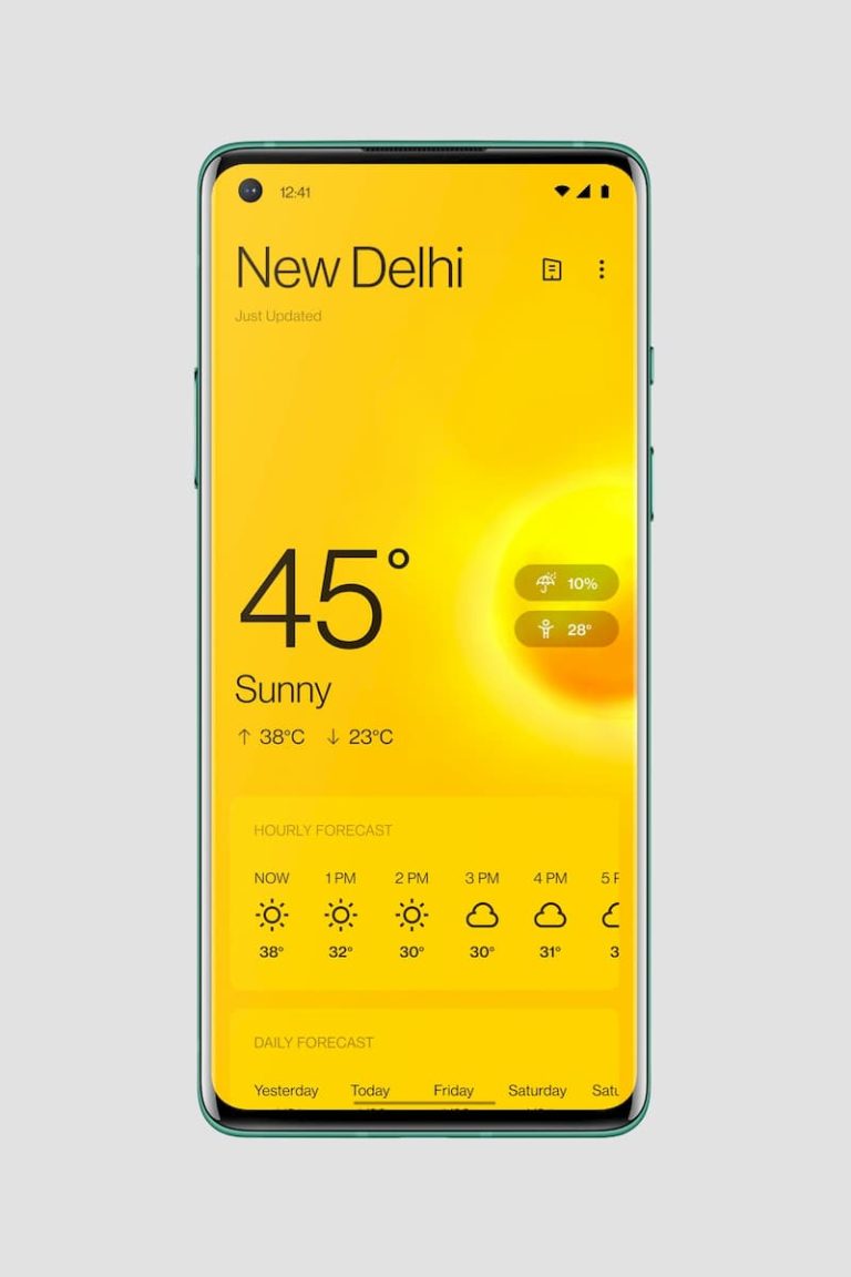 OxygenOS 11 天气应用程序界面