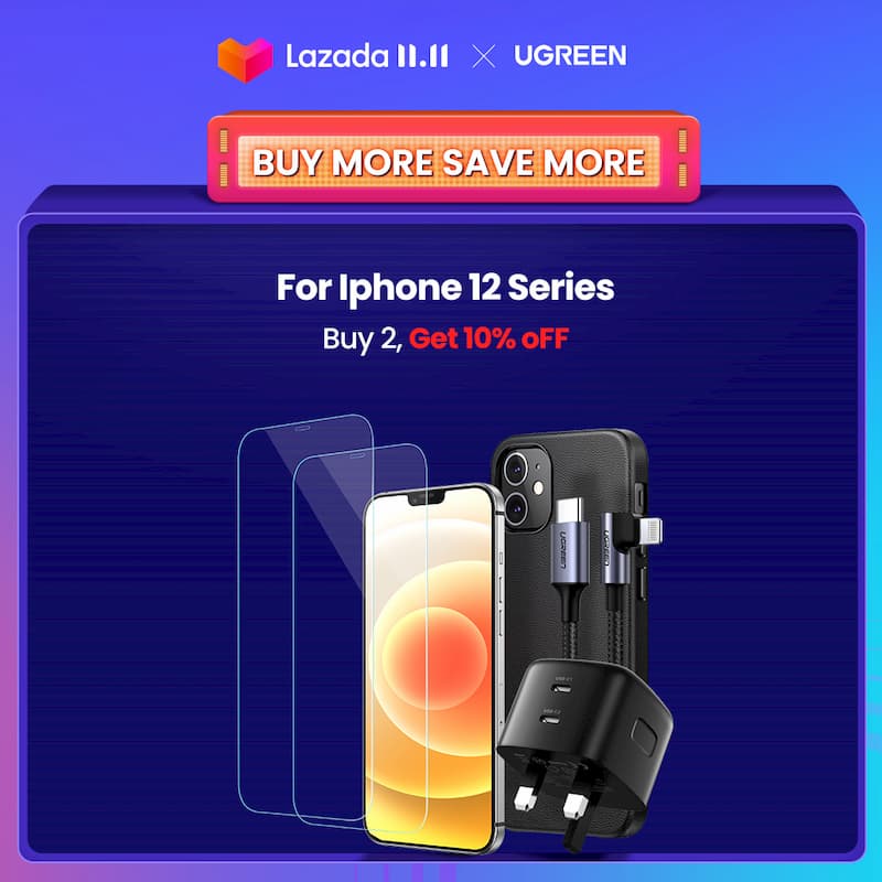 UGREEN 双 11 大促销：全店限时 50% 优惠，iPhone 12 系列配件买 2 打九折 18