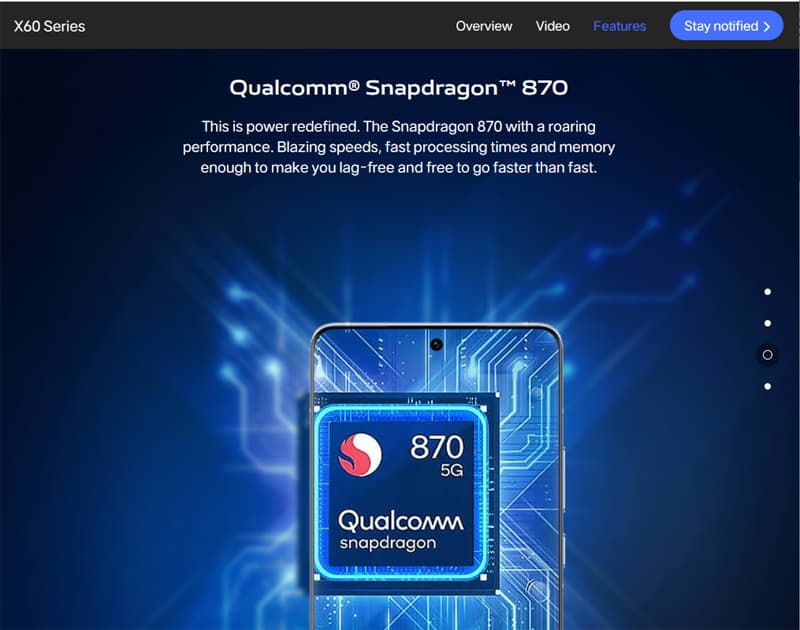 马来西亚 vivo X60 系列采用高通骁龙 870 处理器