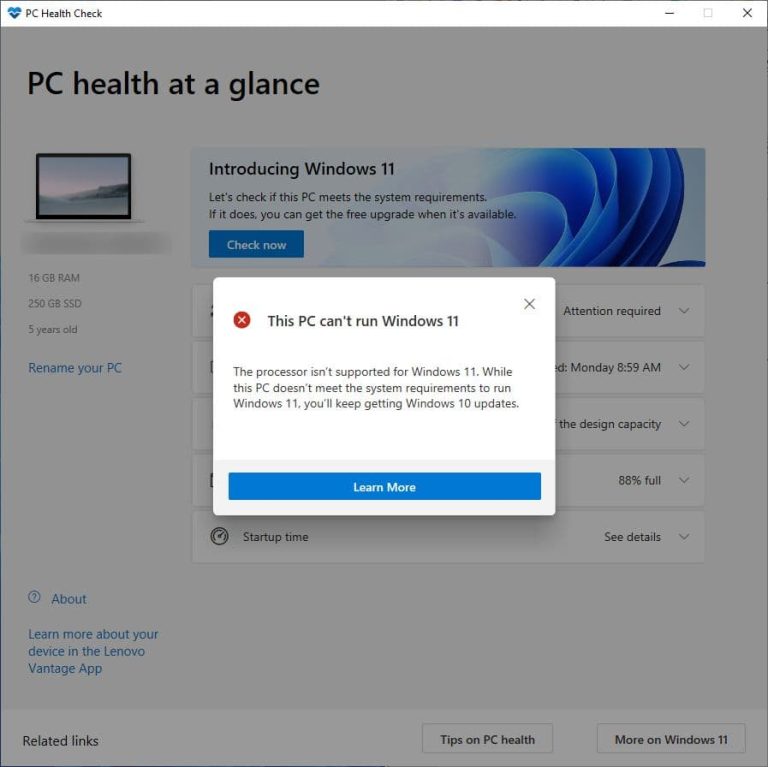 Microsoft PC Health Check