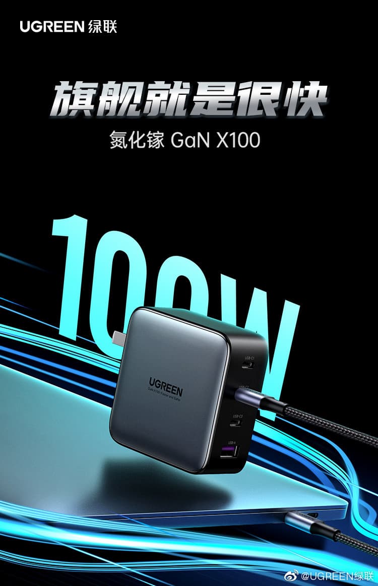 UGREEN GaN X100 3C1A 充电器