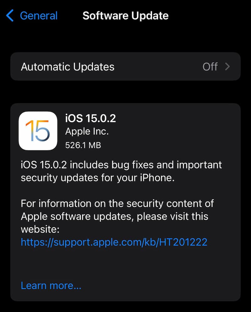 IOS 15.0.2 更新