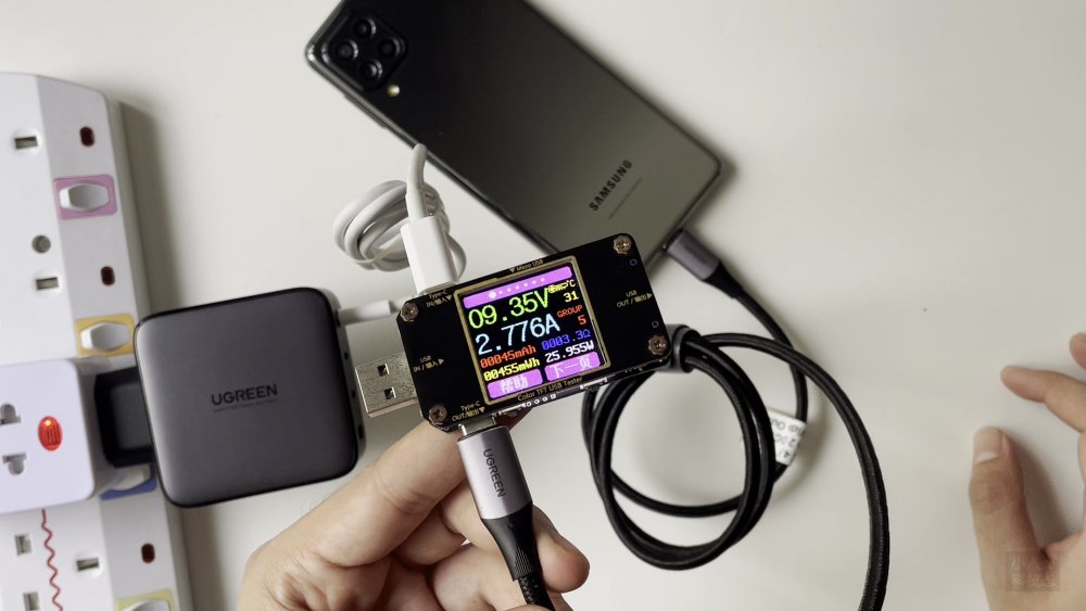 UGREEN 100W GaN 充电器 USB C1 给 Samsung Galaxy M62 的充电输出功率