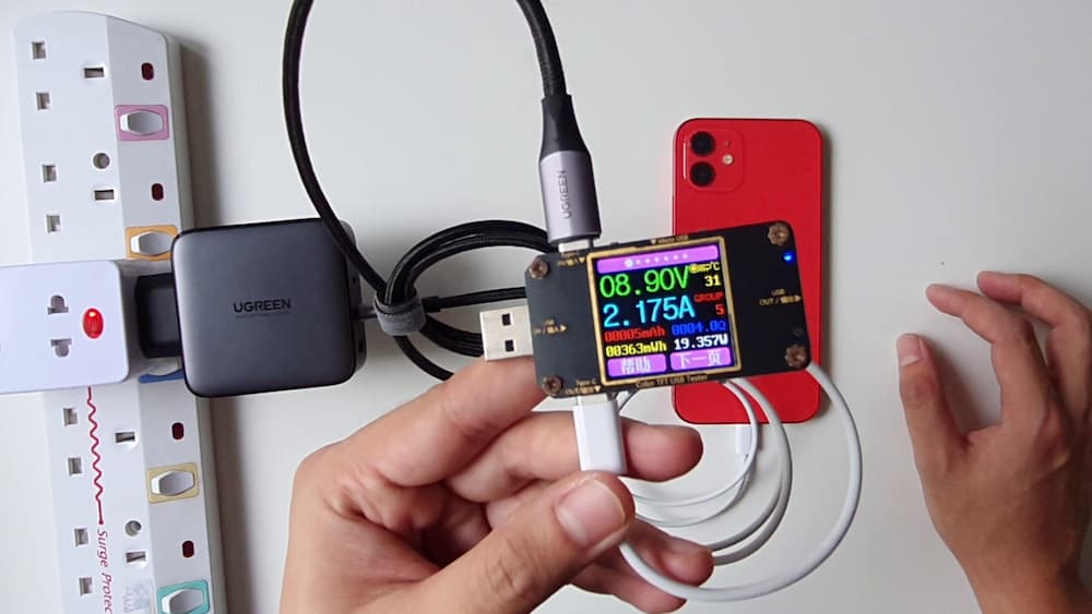 UGREEN 100W GaN 充电器 USB C3 给 iPhone 12 的充电输出功率