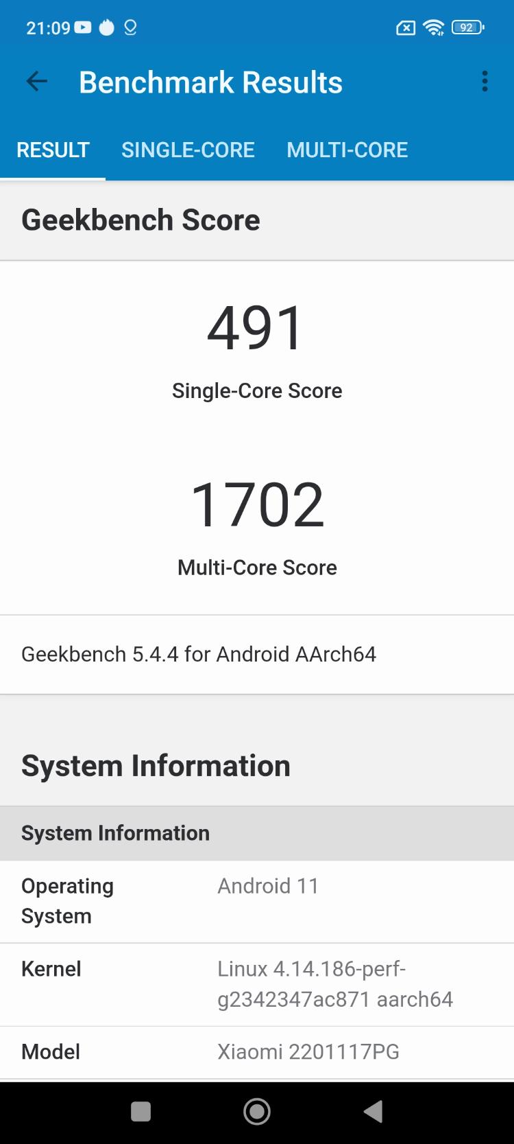 POCO M4 Pro Geekbench 5 CPU